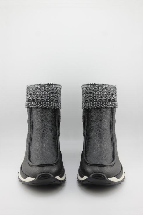 Gaimo Textured Knit Ankle Boot with Fold-Over Cuff